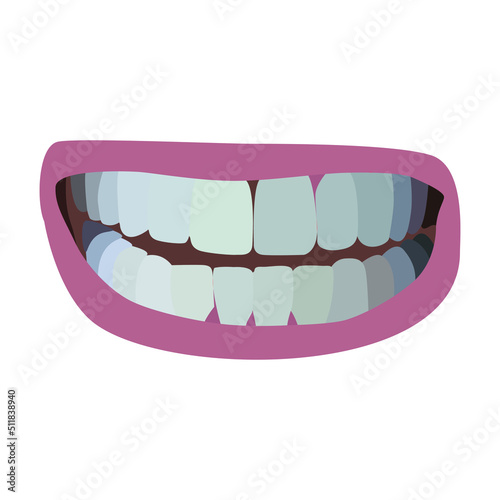 human mouth and teeth vector flat illustration. on white background