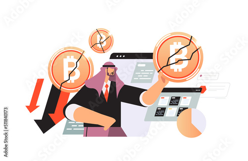 businessman investor with crashed coins cryptocurrency crash bitcoin price collapse crypto loss investment risk crisis