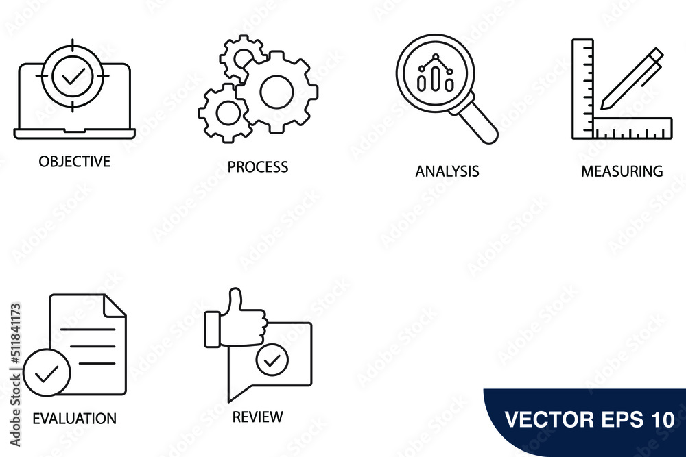 monitoring process icons set . monitoring process pack symbol vector