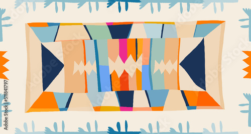 Hand drawn cute geometric ethnic style pattern. Dynamic abstract shapes. Fashionable template for design. 