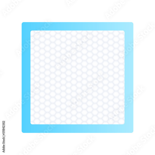 Disposable flat bed sheet with square texture. For elderly and bedridden people with urinary incontinence. Soft protection and convenient. Blue diaper pads Isolated on white background. 3D vector. 
