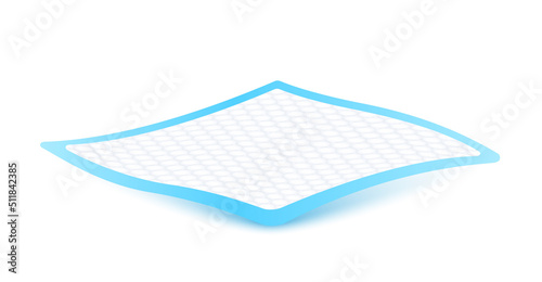 Disposable flat bed sheet with square texture. For elderly and bedridden people with urinary incontinence. Soft protection and convenient. Blue diaper pads Isolated on white background. 3D vector. 