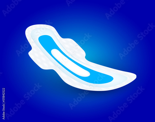 Detailed sanitary pad napkin with wings for feminine hygiene menstruation of absorbent pad for women. Hygroscopic offering soft comfort. Vector realistic 3D. Can used for advertising diapers.