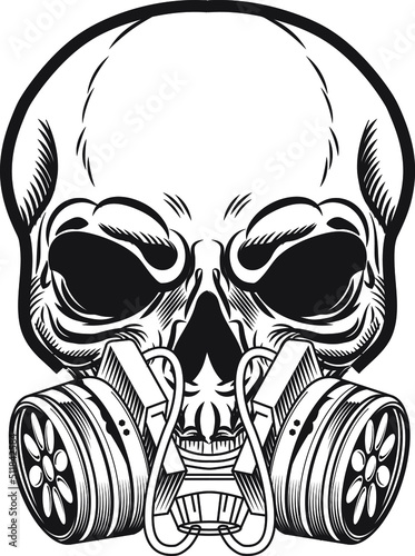 Skull in gas mask, Illustration. Toxicity emblem / sign. Can be used as a t-shirt print, tattoo design, logo, and graffiti. Urban style © Gurunath