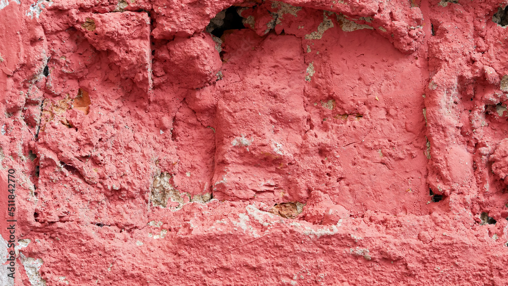 Fototapeta premium red exterior compound wall texture abstract background. red cement rough texture
