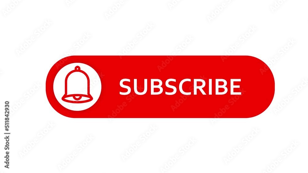 Subscribe button animation with a luma matte for a video channel. White background. Subscribe button animation with a luma matte for a video channel. White background.