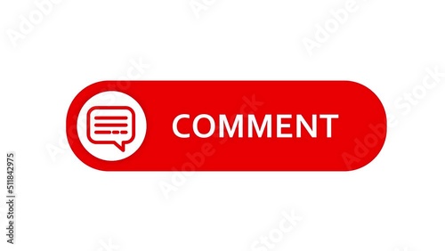 Comment button animation with a luma matte for a video channel. White background.	