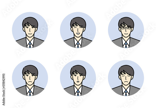 男性　スーツ　表情　セット