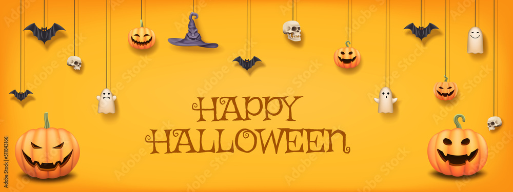 Halloween banner with a field for text, greetings, invitations or for  promotions. Happy Halloween. Bright background for your banner. Vector  illustration vector de Stock | Adobe Stock