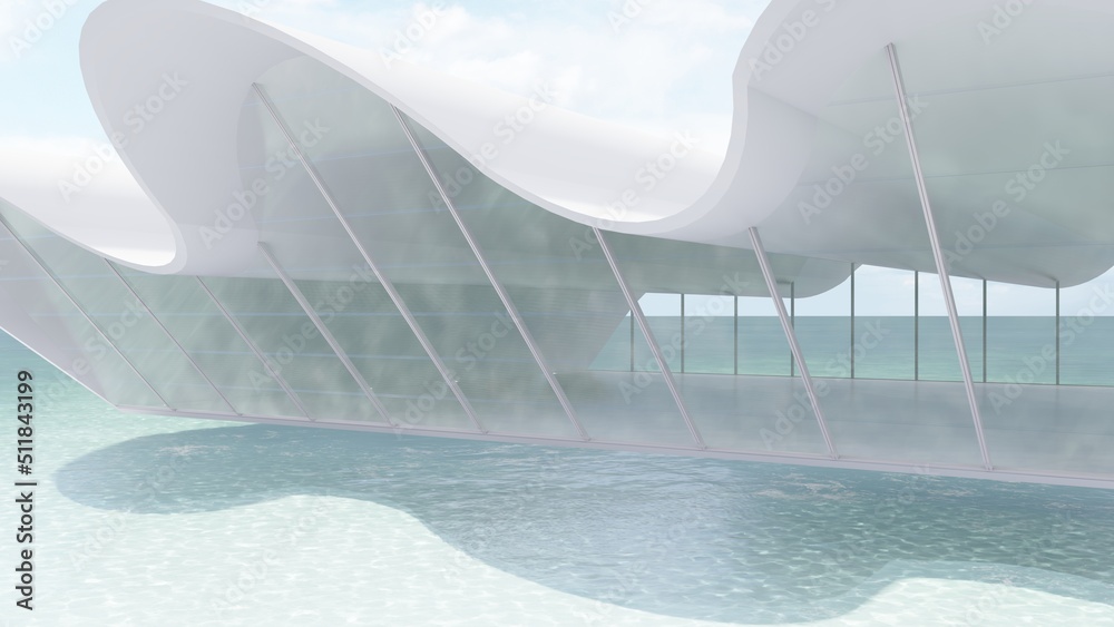 Fototapeta premium Architecture background curved building facade 3d render