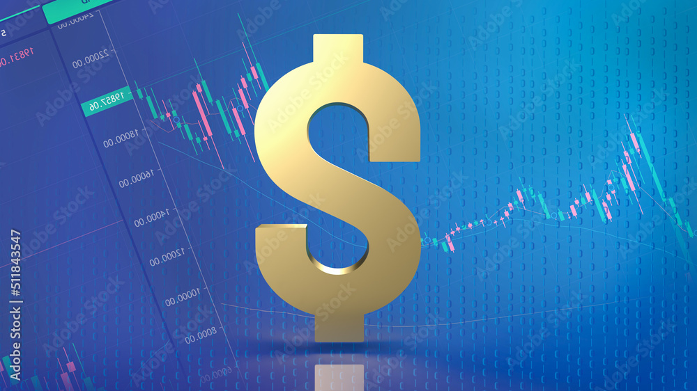 The gold  dollar for business concept 3d rendering.