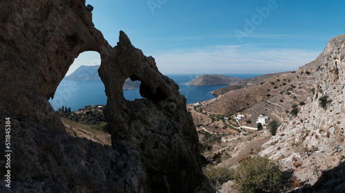 Holes in the rock.Kalymnos island  Aegean Sea  Greece.