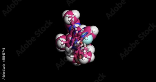 Pralsetinib, anticancer drug, 3D molecule, spinning 4K photo