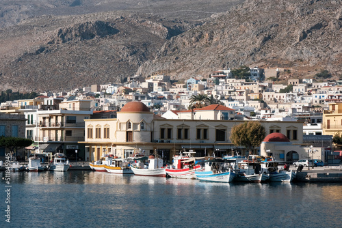View of Kalimnos town on sunny day. Kalymnos island, Greece. photo