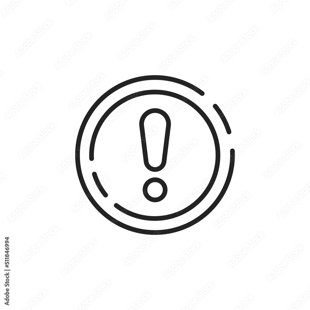 black thin line exclamation point icon in circle