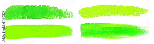 Green watercolor brush strokes. Canvas texture. Paint brush. Acrylic smear set. Vector illustration