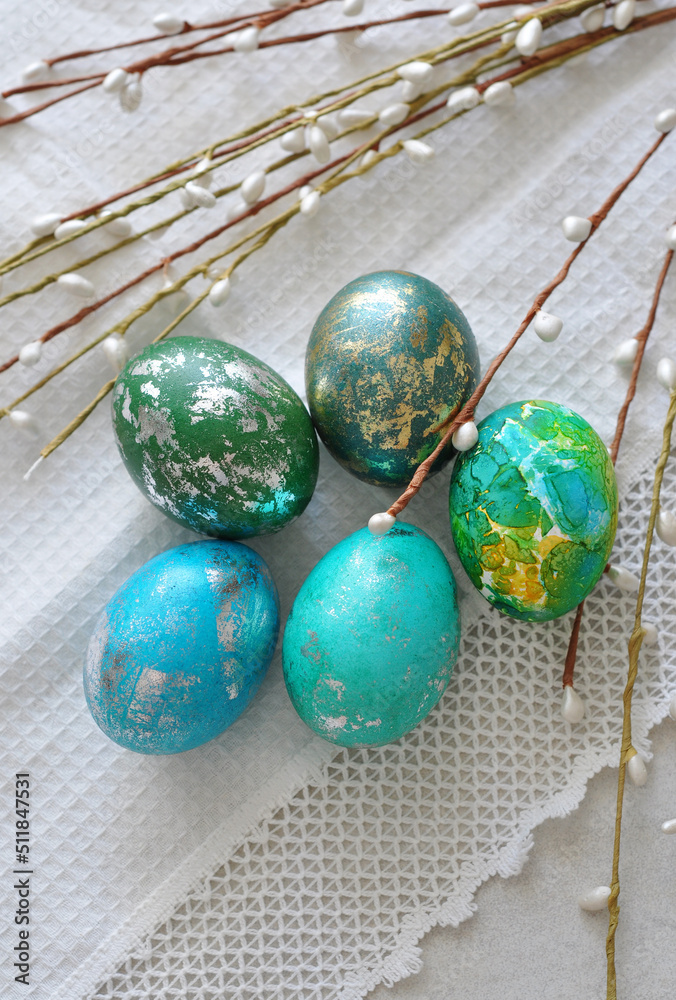 beautiful colorful decorated easter eggs