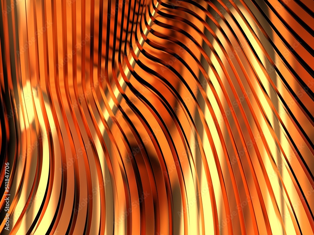Naklejka premium Gold stripes wavy bright background. Abstract luxurious wallpaper
