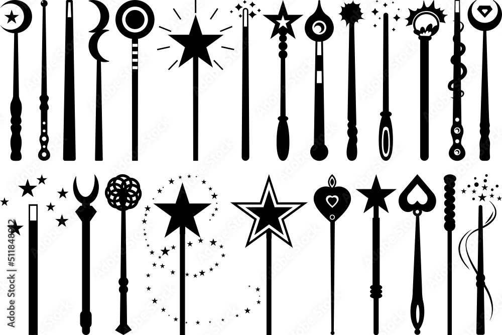 Magic Wand Svg, Wand Silhouette, Fairy Wand Svg, Wizards Wand Svg, Wand 