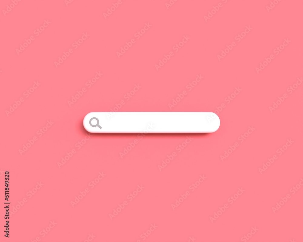 3D blank search bar minimal style on pink background. web search concept. 3d rendering 3D blank search bar minimal style on pink background. web search concept. 3d rendering