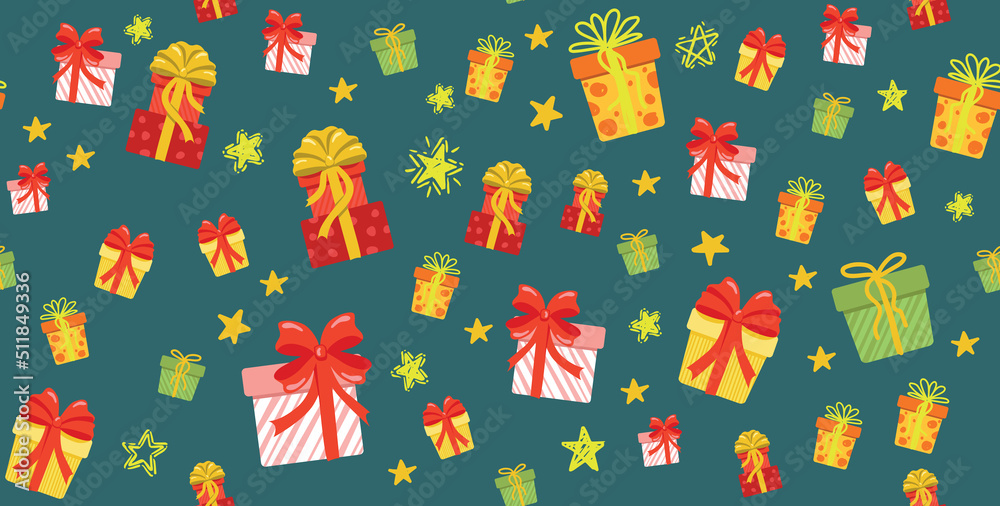 Gift boxes set, star, hand drawn illustrations. Gift boxes set, star, hand drawn illustrations.