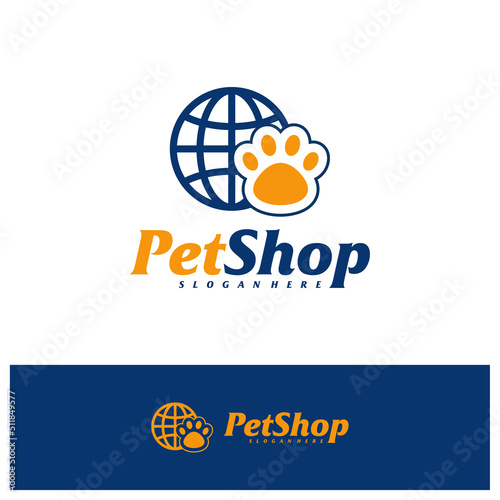 World Pet Logo Design Template. Pet logo concept vector. Emblem, Creative Symbol, Icon