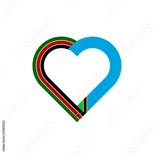 unity concept. heart ribbon icon of kenya and tanzania flags. vector illustration isolated on white background