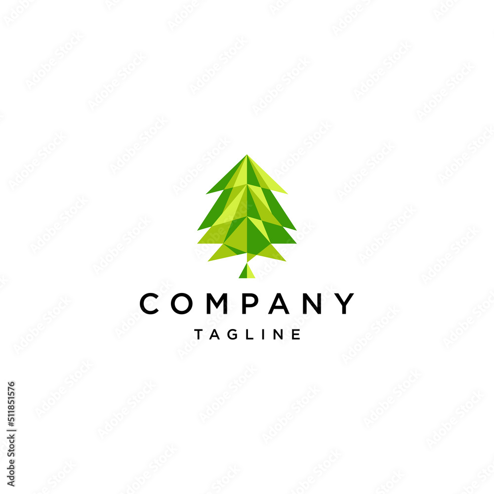 Abstract pine tree geometric logo design template Abstract pine tree geometric logo design template