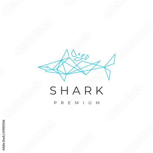 Shark geometric logo design template