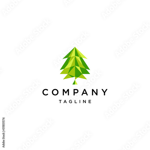 Abstract pine tree geometric logo design template