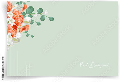 Floral background. Floral wallpaper. Floral on green background elegant and luxury style. Feel fresh with natural theme.