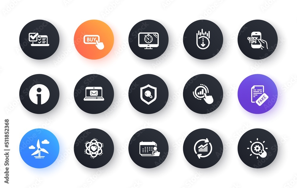 Minimal set of Atom, Seo timer and Accounting flat icons for web development. E-mail, Scroll down, Online survey icons. Inspect, Education, Windmill turbine web elements. Update data. Vector Minimal set of Atom, Seo timer and Accounting flat icons for web development. E-mail, Scroll down, Online survey icons. Inspect, Education, Windmill turbine web elements. Update data. Vector