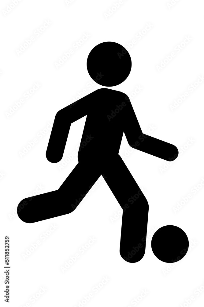 Simple Vector Stick man, stickman soccer, football, foot,ball, Isolated on white