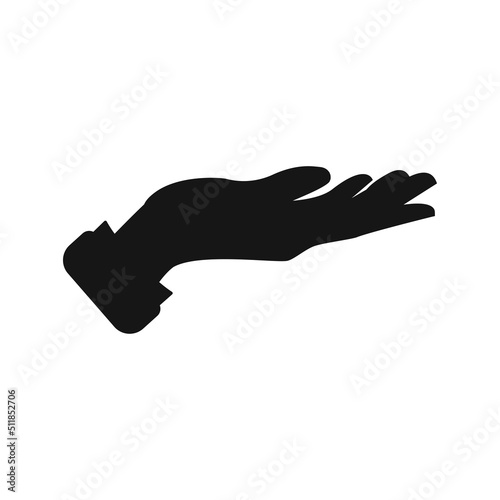 Helping hand silhouette icon, flat vector illustration for UI graphic design.