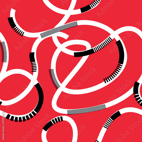 twisted white lines in red background pattern in risograph style