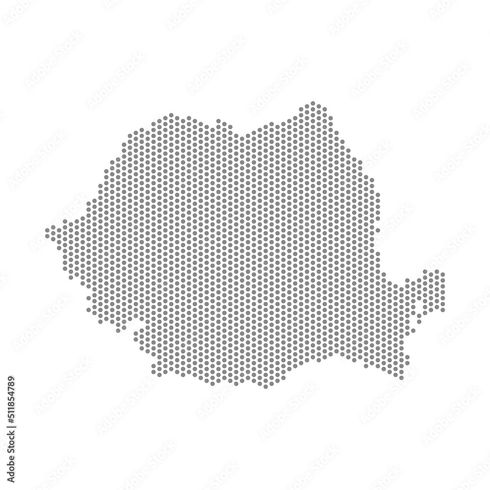 vector illustration of dotted map of Romania