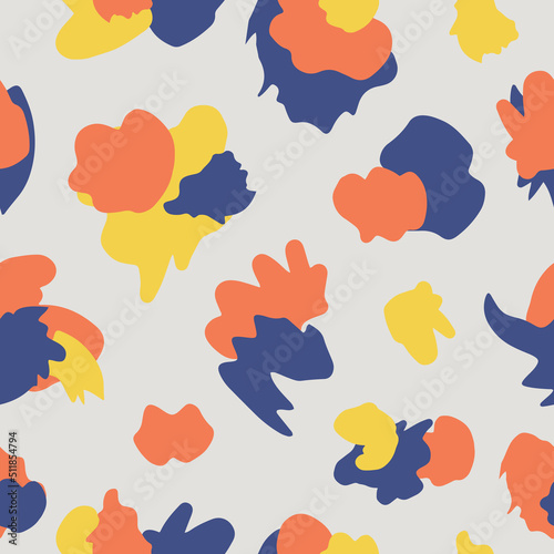 Hand drawn vector seamless pattern with random chaotic spots in modern style