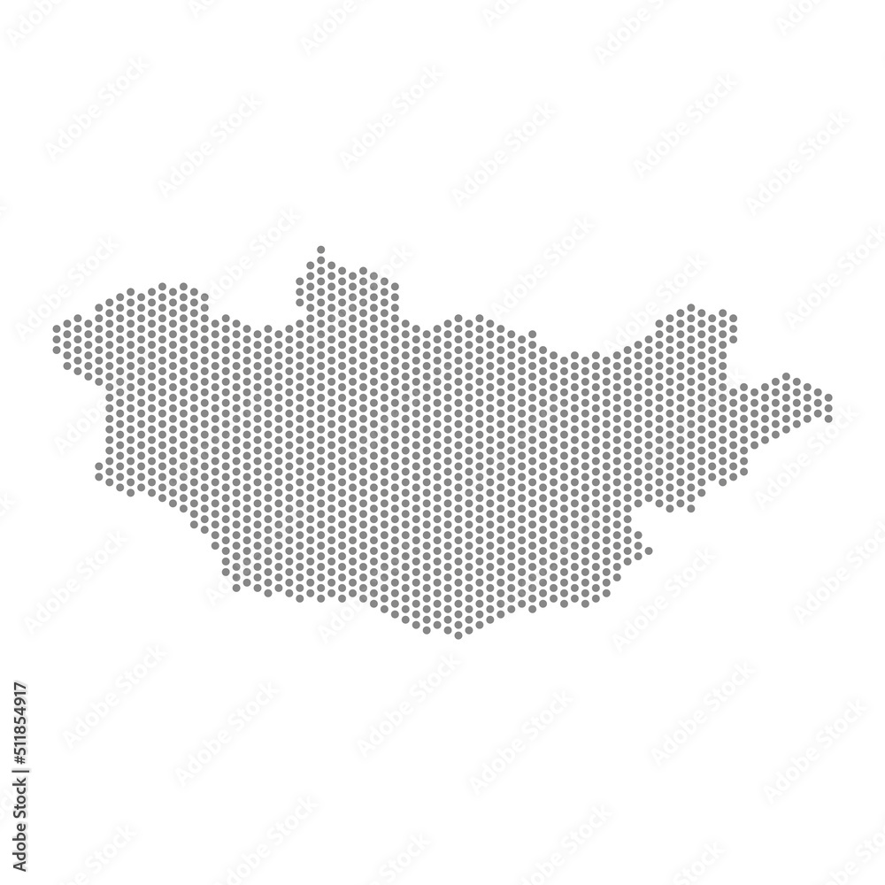 vector illustration of dotted map of Mongolia