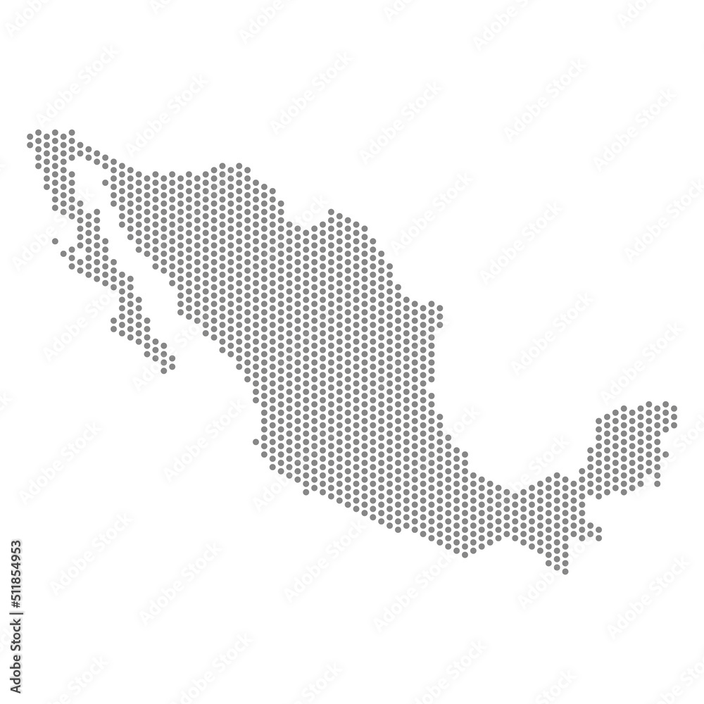 vector illustration of dotted map of Mexico
