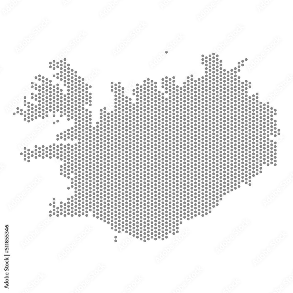 vector illustration of dotted map of Iceland