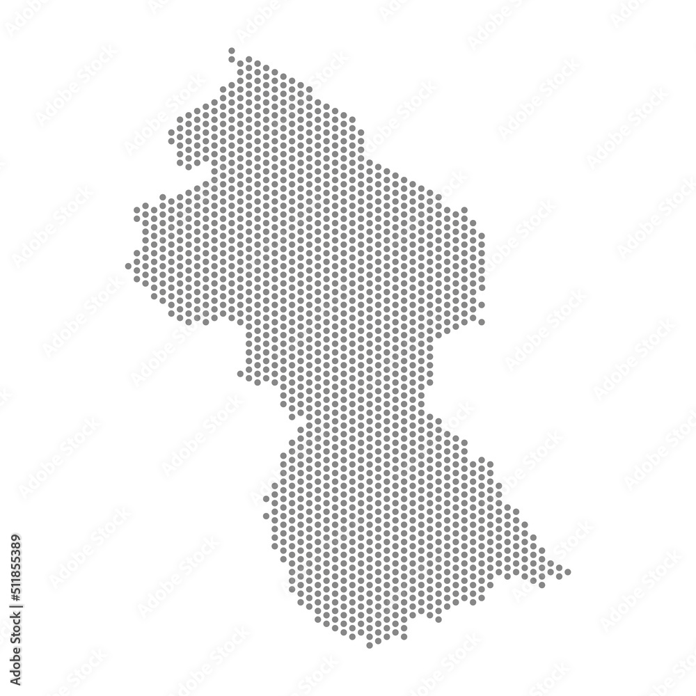 vector illustration of dotted map of Guyana