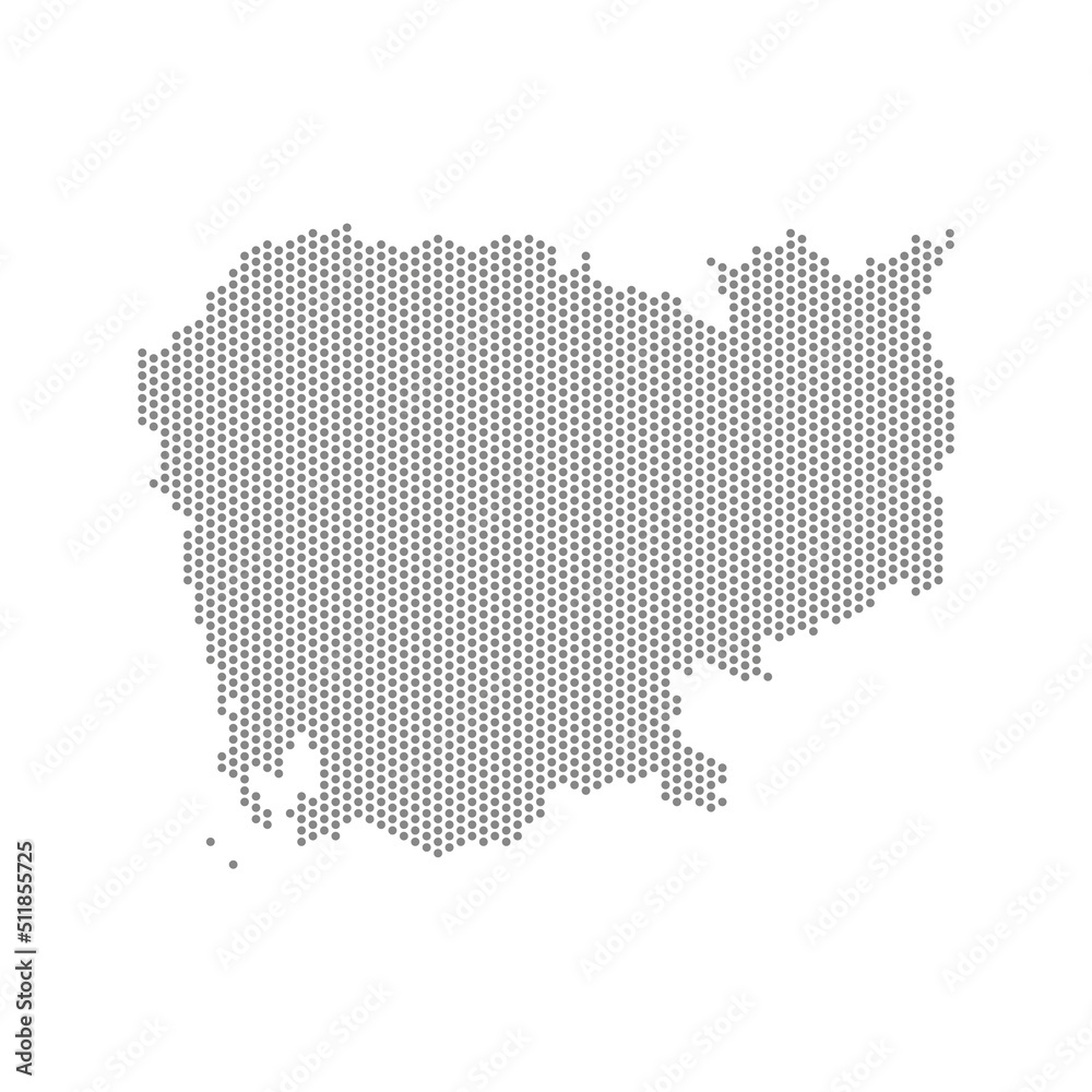 vector illustration of dotted map of Cambodia