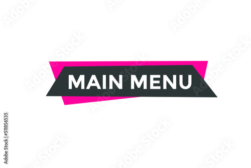 Main Menu text button. Web button banner template Main Menu 