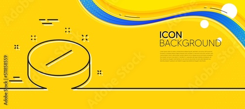 Medical tablet line icon. Abstract yellow background. Medicine drugs sign. Pharmacy medication symbol. Minimal medical tablet line icon. Wave banner concept. Vector