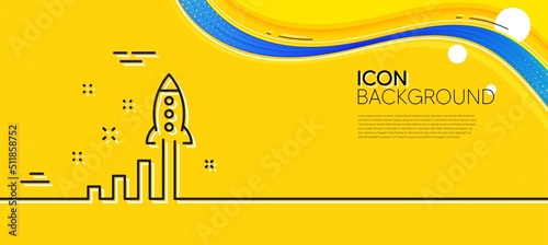 Development plan line icon. Abstract yellow background. Launch Startup business sign. Innovation symbol. Minimal development plan line icon. Wave banner concept. Vector