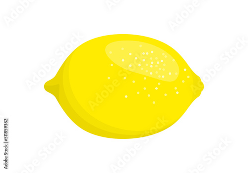 Lemon citrus fruit simple flat icon. Vector food illustration.