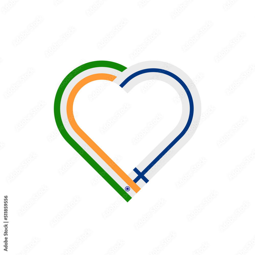 unity concept. heart ribbon icon of india and finland flags. vector illustration isolated on white background unity concept. heart ribbon icon of india and finland flags. vector illustration isolated on white background