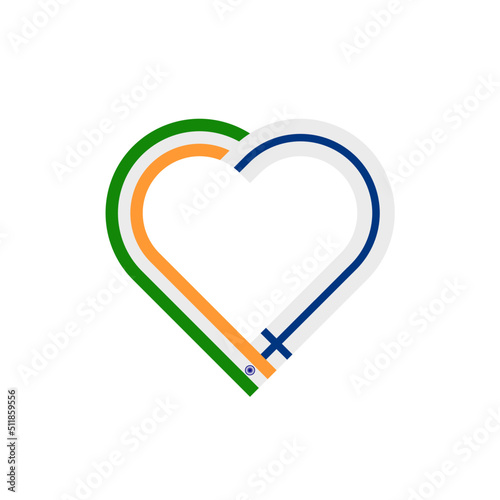 unity concept. heart ribbon icon of india and finland flags. vector illustration isolated on white background