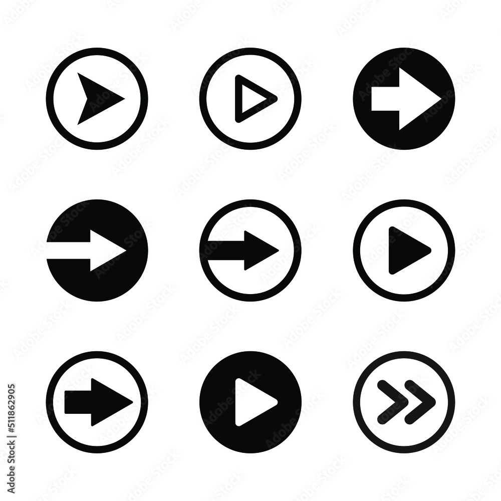 Arrow button icon set. Arrow symbol pack. Vector illustration Arrow button icon set. Arrow symbol pack. Vector illustration