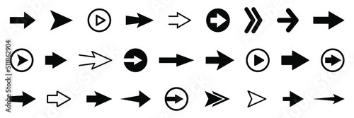 Set of vector arrow icons. Collection of pointers.